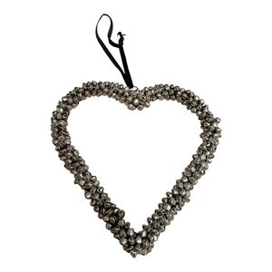 Silver Heart-Shaped Decorative Wreath 7" High. EUC
